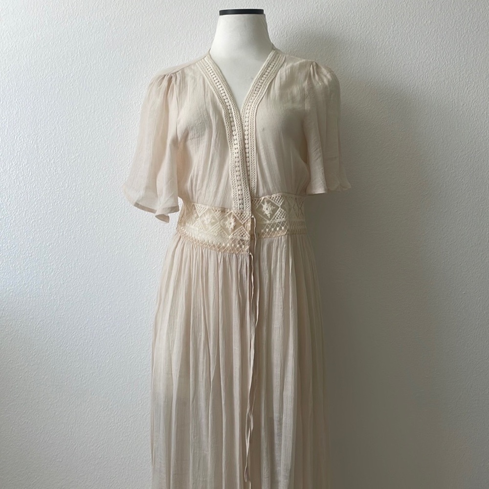 Long Beige Beach Cover-up